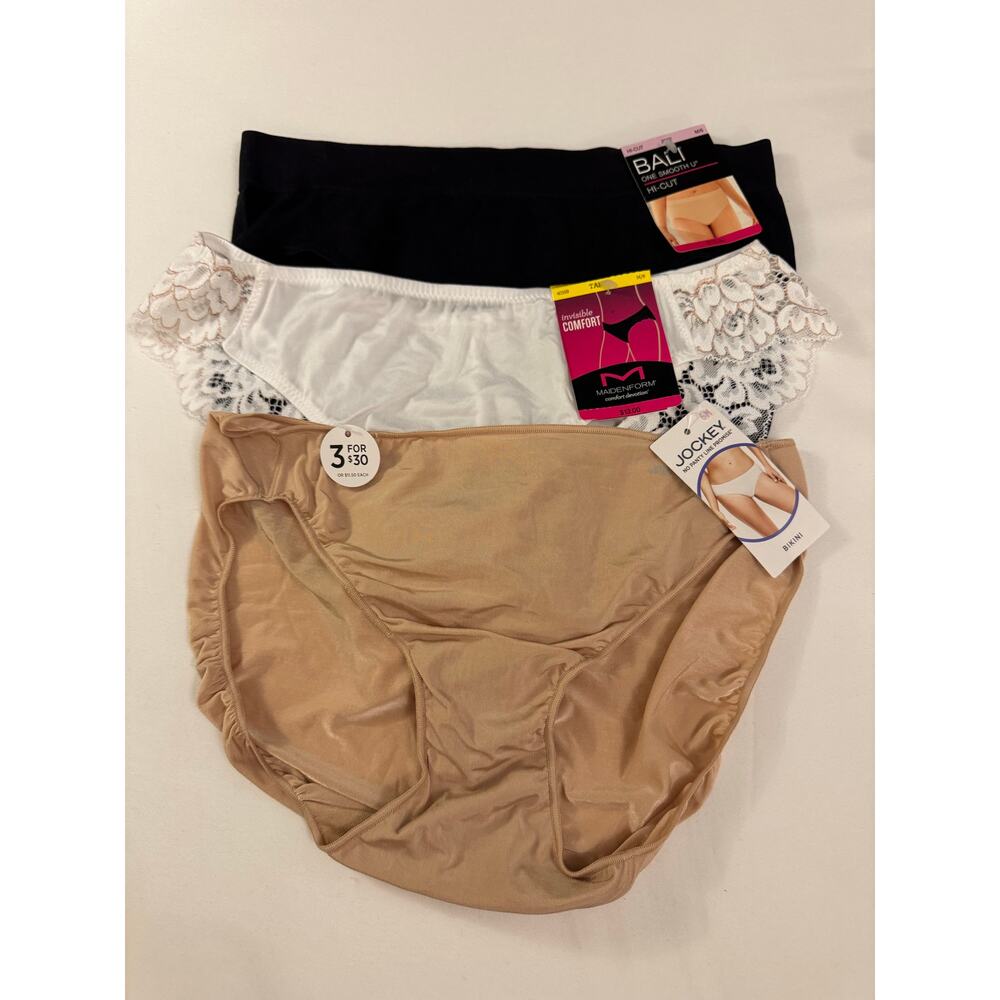 LOT 3 Maidenform, Jockey, Bali Women Sexy, Comfortable Breathable Panties M/6
